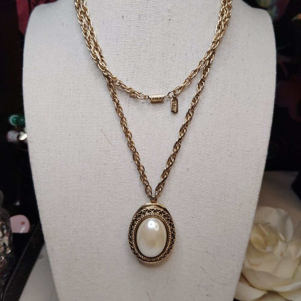 Vintage 1928 Victorian Revival Locket – 2” Pendant, Rope Chain